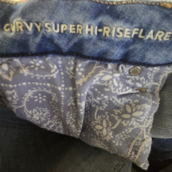 American Eagle Super Curvy High Rise Flare Jean Blue Stretch 18 Short 18S - Picture 3 of 15